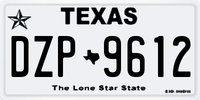 TX license plate DZP9612