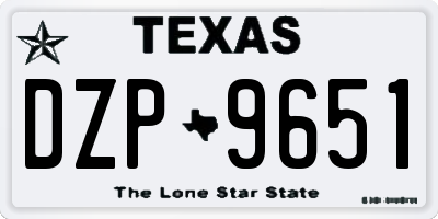 TX license plate DZP9651