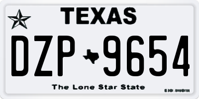 TX license plate DZP9654