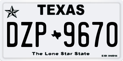 TX license plate DZP9670