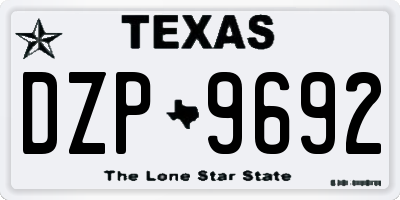 TX license plate DZP9692