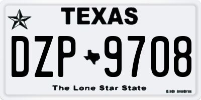 TX license plate DZP9708