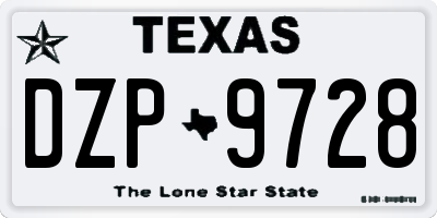 TX license plate DZP9728