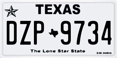 TX license plate DZP9734
