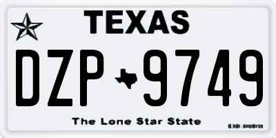 TX license plate DZP9749