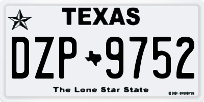 TX license plate DZP9752
