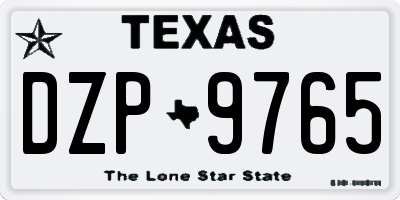 TX license plate DZP9765