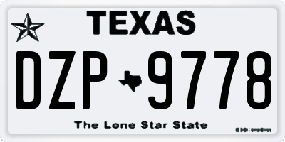 TX license plate DZP9778