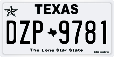 TX license plate DZP9781