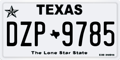 TX license plate DZP9785