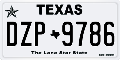 TX license plate DZP9786