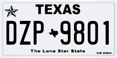 TX license plate DZP9801