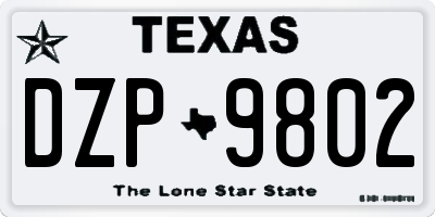 TX license plate DZP9802