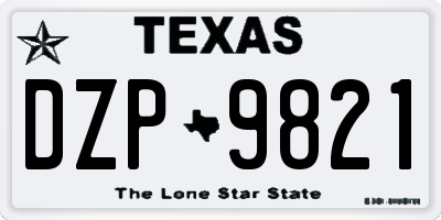 TX license plate DZP9821