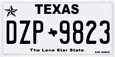 TX license plate DZP9823