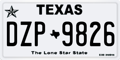 TX license plate DZP9826