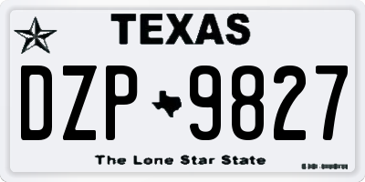 TX license plate DZP9827