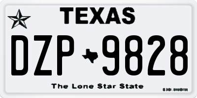 TX license plate DZP9828