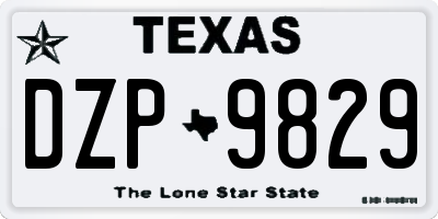 TX license plate DZP9829
