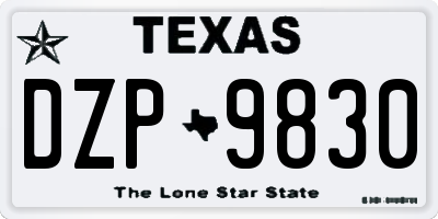TX license plate DZP9830