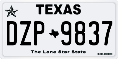 TX license plate DZP9837