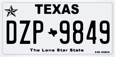TX license plate DZP9849