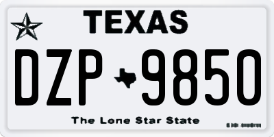 TX license plate DZP9850