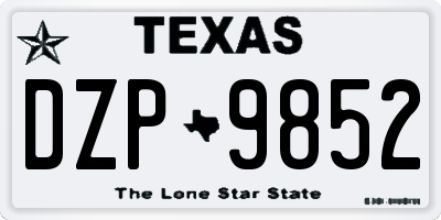 TX license plate DZP9852