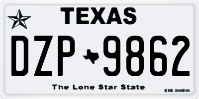 TX license plate DZP9862