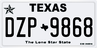 TX license plate DZP9868
