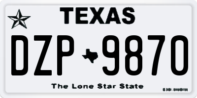 TX license plate DZP9870