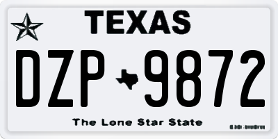 TX license plate DZP9872