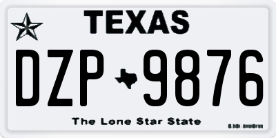 TX license plate DZP9876