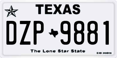 TX license plate DZP9881