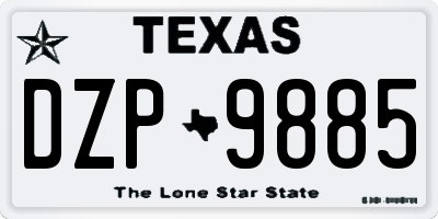 TX license plate DZP9885