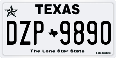 TX license plate DZP9890