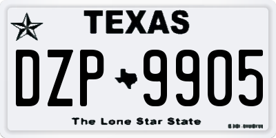 TX license plate DZP9905