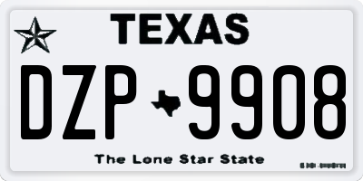 TX license plate DZP9908
