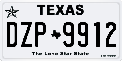 TX license plate DZP9912