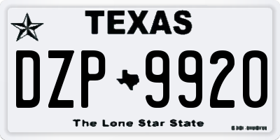 TX license plate DZP9920