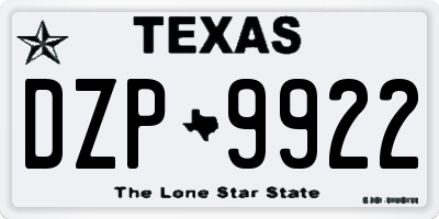 TX license plate DZP9922