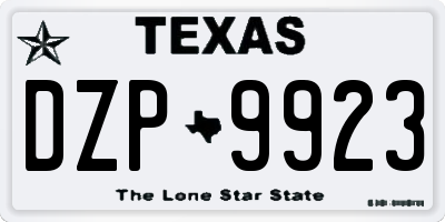 TX license plate DZP9923