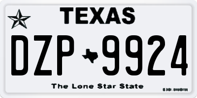 TX license plate DZP9924