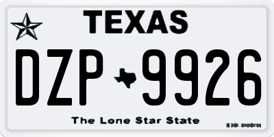 TX license plate DZP9926