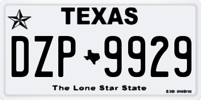 TX license plate DZP9929