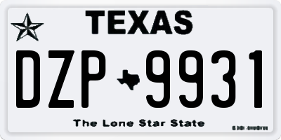 TX license plate DZP9931