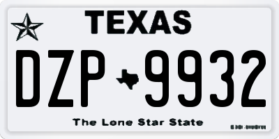 TX license plate DZP9932