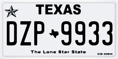 TX license plate DZP9933