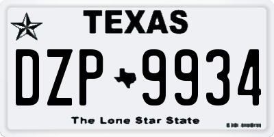 TX license plate DZP9934
