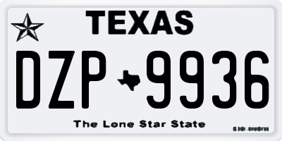 TX license plate DZP9936